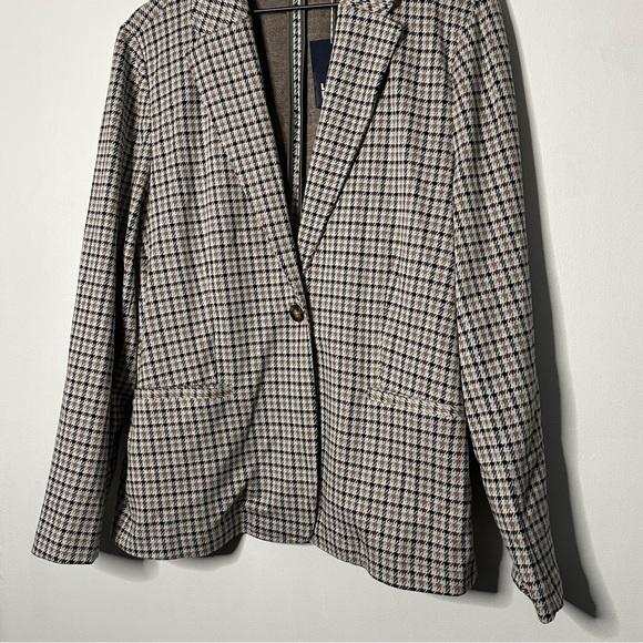 NWT Lands' End Women's Jersey Single Button Blazer Houndstooth Brown Size XL - Picture 10 of 10